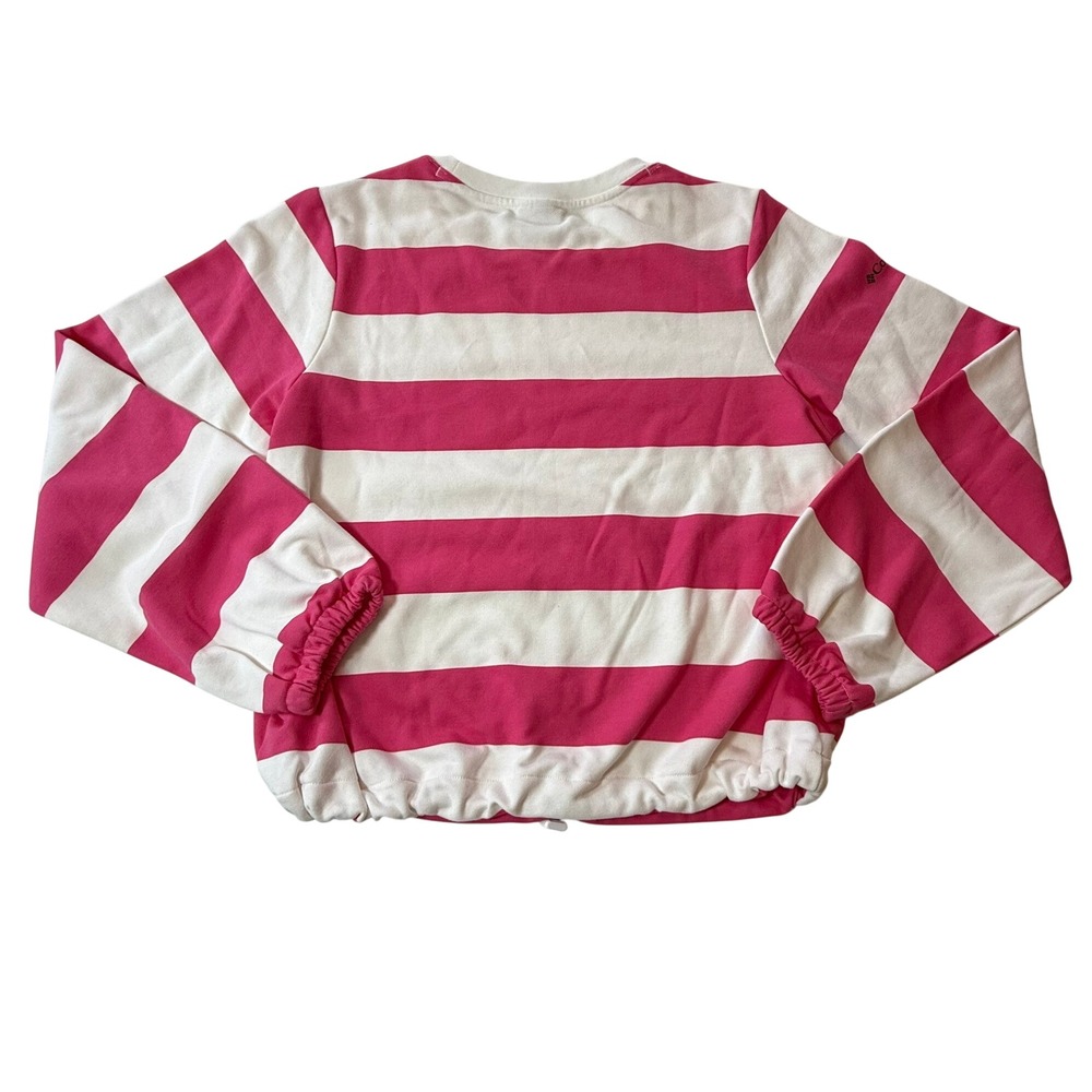 Columbia Hawkins Cliff Striped Sweatshirt Womens Medium Pink White XL4884 NEW - Picture 3 of 9